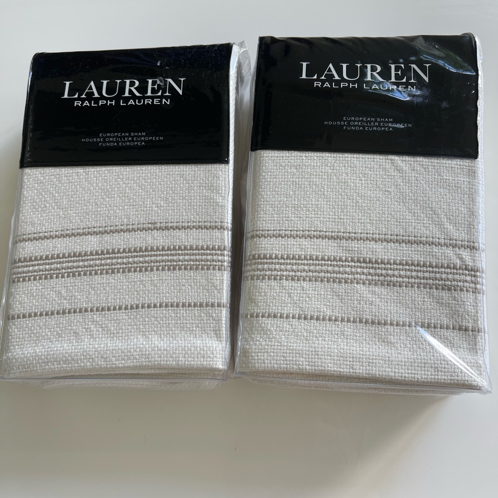 New Ralph Lauren Mason European Sham Set. Beige Taupe. $340